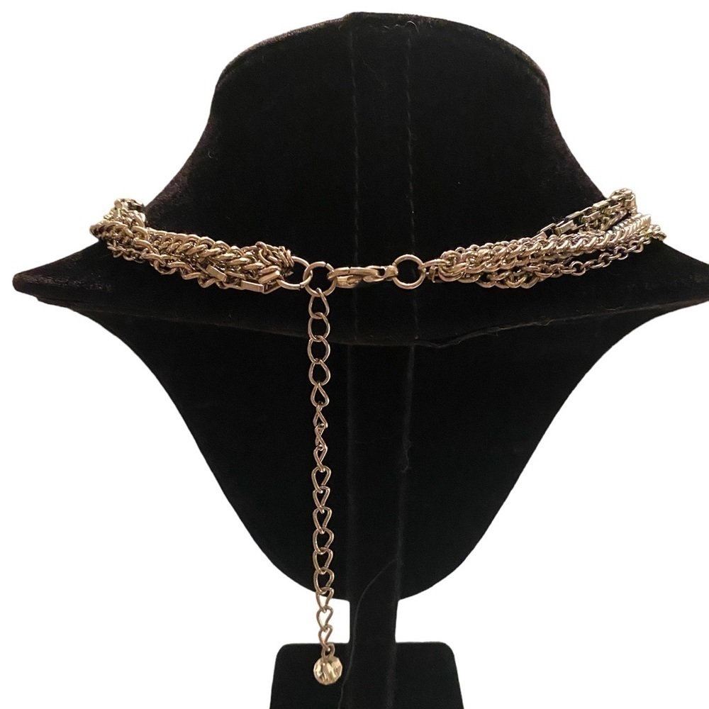Silver-Toned Chains and Rhinestone Statement Necklace - Picture 3 of 3